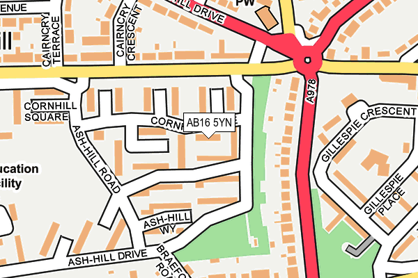 AB16 5YN map - OS OpenMap – Local (Ordnance Survey)