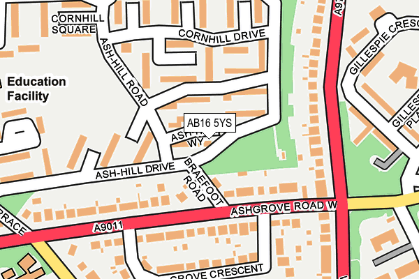 AB16 5YS map - OS OpenMap – Local (Ordnance Survey)