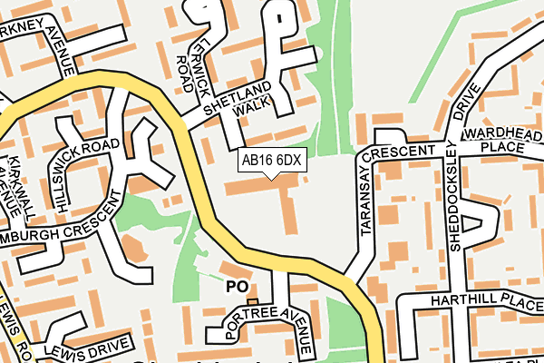 AB16 6DX map - OS OpenMap – Local (Ordnance Survey)