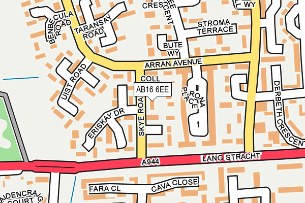 AB16 6EE map - OS OpenMap – Local (Ordnance Survey)