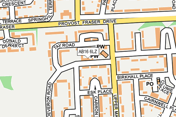 AB16 6LZ map - OS OpenMap – Local (Ordnance Survey)