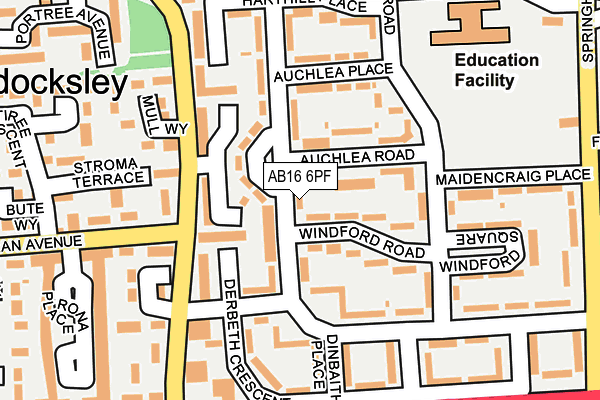 AB16 6PF map - OS OpenMap – Local (Ordnance Survey)