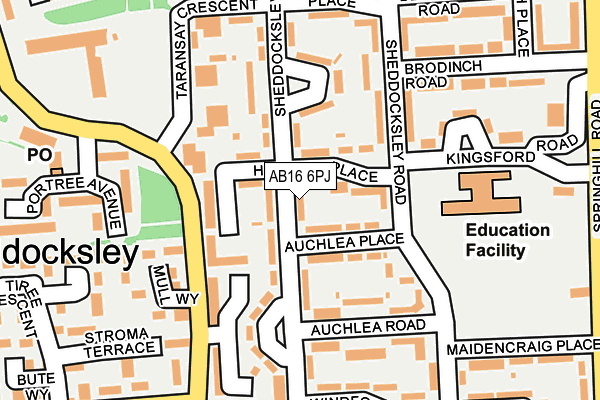 AB16 6PJ map - OS OpenMap – Local (Ordnance Survey)