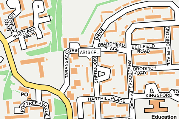 AB16 6PL map - OS OpenMap – Local (Ordnance Survey)