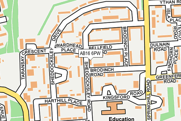 AB16 6PW map - OS OpenMap – Local (Ordnance Survey)