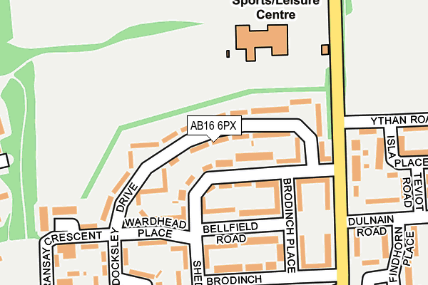 AB16 6PX map - OS OpenMap – Local (Ordnance Survey)