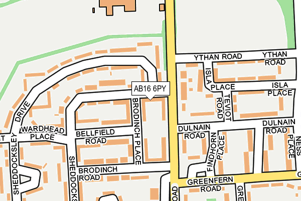 AB16 6PY map - OS OpenMap – Local (Ordnance Survey)