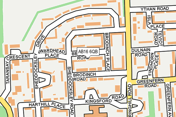 AB16 6QB map - OS OpenMap – Local (Ordnance Survey)
