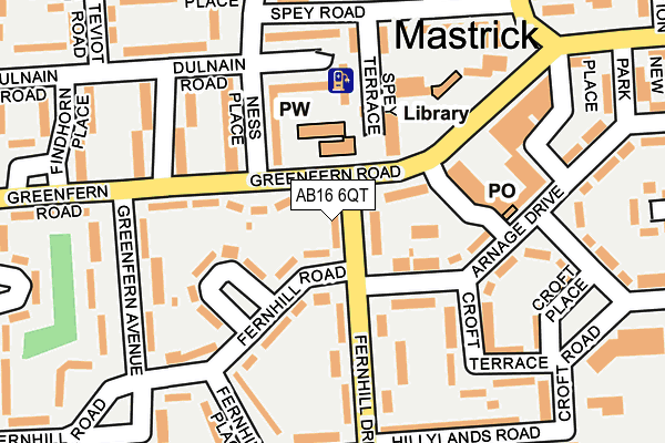AB16 6QT map - OS OpenMap – Local (Ordnance Survey)