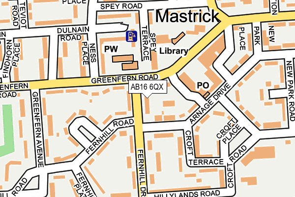 AB16 6QX map - OS OpenMap – Local (Ordnance Survey)