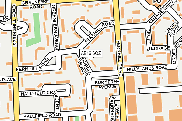 AB16 6QZ map - OS OpenMap – Local (Ordnance Survey)