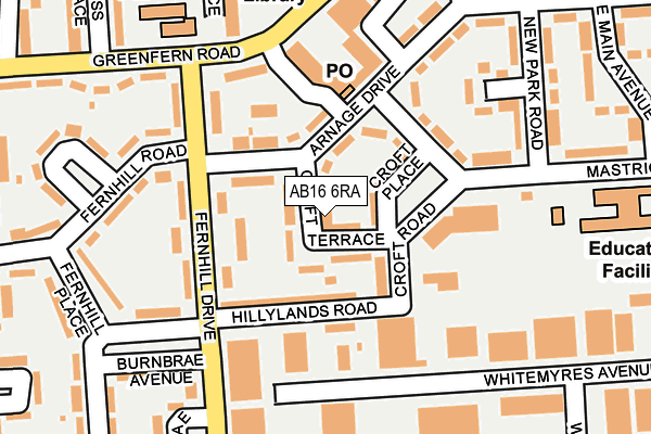 AB16 6RA map - OS OpenMap – Local (Ordnance Survey)