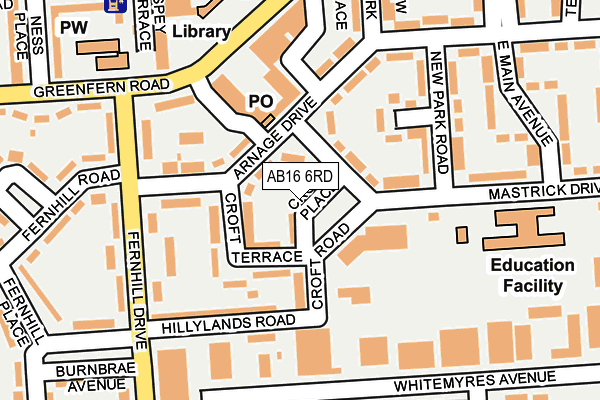 AB16 6RD map - OS OpenMap – Local (Ordnance Survey)