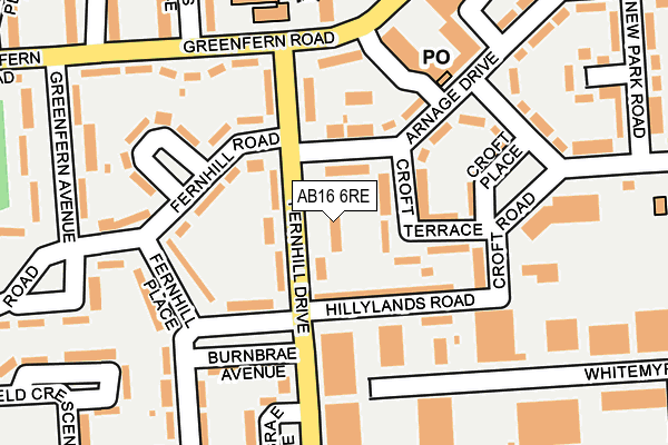 AB16 6RE map - OS OpenMap – Local (Ordnance Survey)