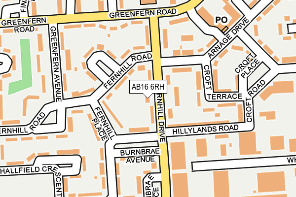 AB16 6RH map - OS OpenMap – Local (Ordnance Survey)