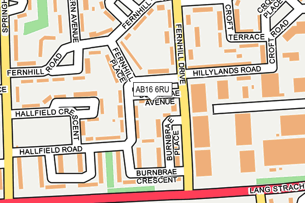 AB16 6RU map - OS OpenMap – Local (Ordnance Survey)