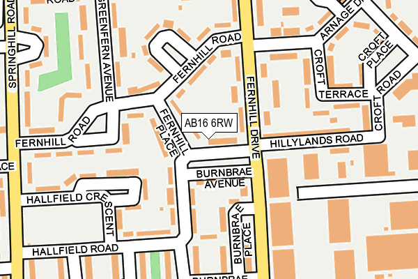 AB16 6RW map - OS OpenMap – Local (Ordnance Survey)
