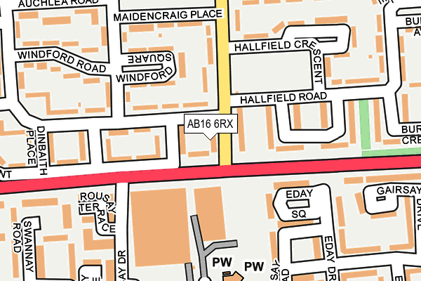 AB16 6RX map - OS OpenMap – Local (Ordnance Survey)