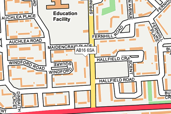 AB16 6SA map - OS OpenMap – Local (Ordnance Survey)