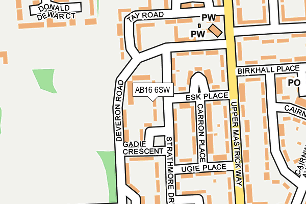 AB16 6SW map - OS OpenMap – Local (Ordnance Survey)