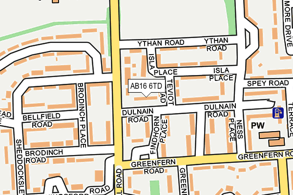 AB16 6TD map - OS OpenMap – Local (Ordnance Survey)