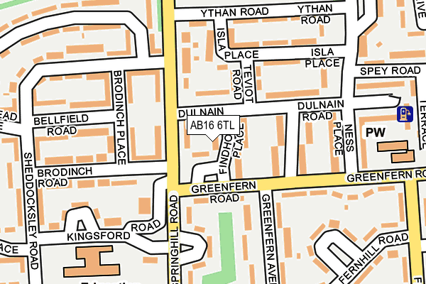 AB16 6TL map - OS OpenMap – Local (Ordnance Survey)