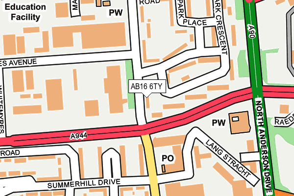 AB16 6TY map - OS OpenMap – Local (Ordnance Survey)