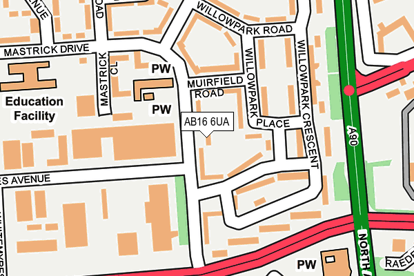 AB16 6UA map - OS OpenMap – Local (Ordnance Survey)