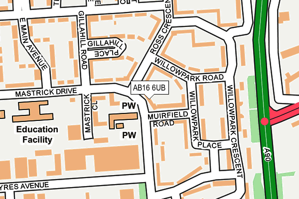 AB16 6UB map - OS OpenMap – Local (Ordnance Survey)