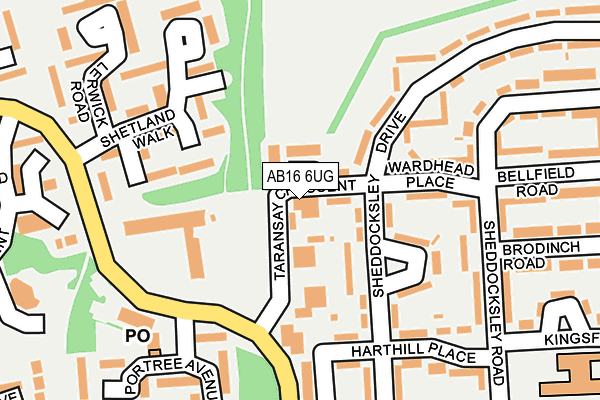 AB16 6UG map - OS OpenMap – Local (Ordnance Survey)