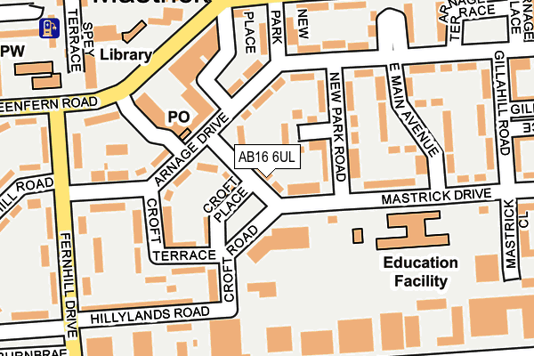 AB16 6UL map - OS OpenMap – Local (Ordnance Survey)