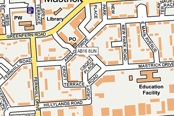 AB16 6UN map - OS OpenMap – Local (Ordnance Survey)