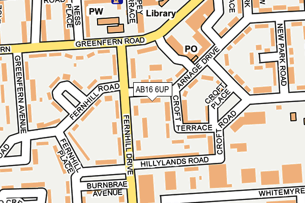 AB16 6UP map - OS OpenMap – Local (Ordnance Survey)