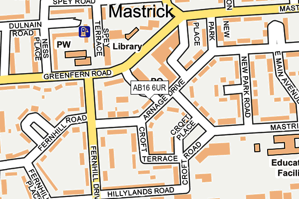 AB16 6UR map - OS OpenMap – Local (Ordnance Survey)