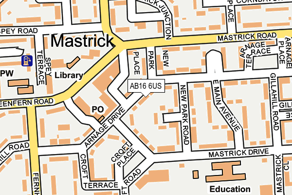 AB16 6US map - OS OpenMap – Local (Ordnance Survey)