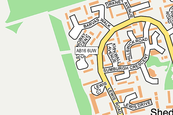 AB16 6UW map - OS OpenMap – Local (Ordnance Survey)