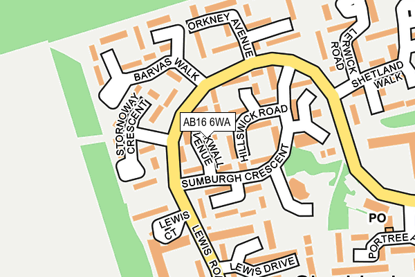 AB16 6WA map - OS OpenMap – Local (Ordnance Survey)