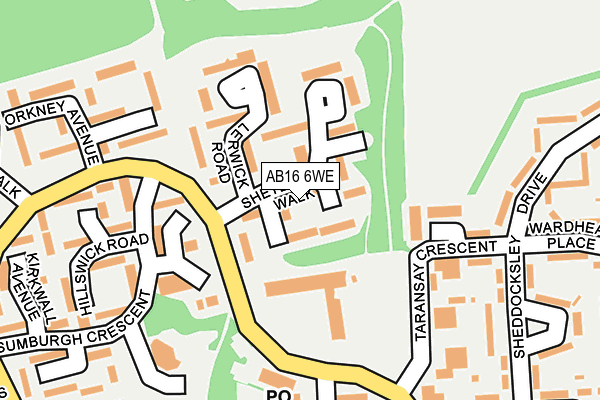 AB16 6WE map - OS OpenMap – Local (Ordnance Survey)