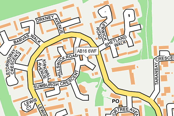 AB16 6WF map - OS OpenMap – Local (Ordnance Survey)