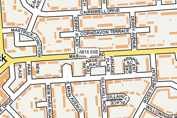 AB16 6XB map - OS OpenMap – Local (Ordnance Survey)