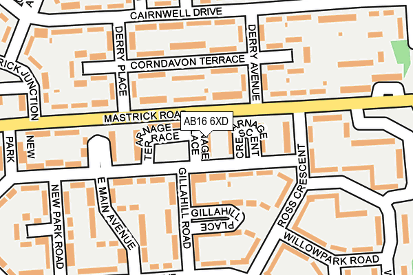 AB16 6XD map - OS OpenMap – Local (Ordnance Survey)