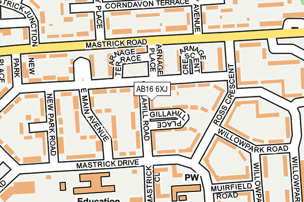 AB16 6XJ map - OS OpenMap – Local (Ordnance Survey)