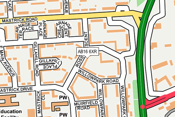 AB16 6XR map - OS OpenMap – Local (Ordnance Survey)