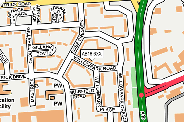 AB16 6XX map - OS OpenMap – Local (Ordnance Survey)