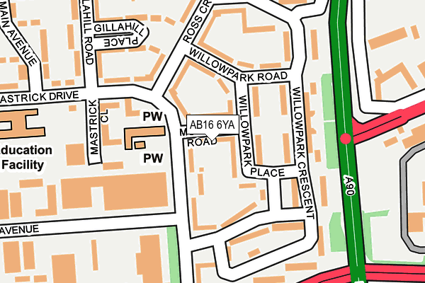 AB16 6YA map - OS OpenMap – Local (Ordnance Survey)