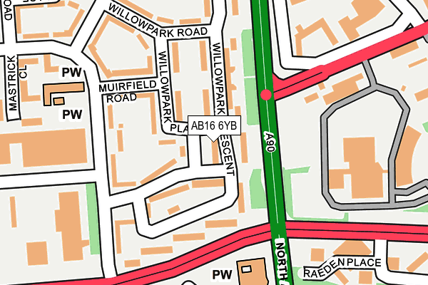AB16 6YB map - OS OpenMap – Local (Ordnance Survey)