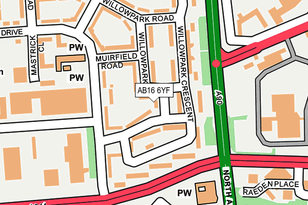 AB16 6YF map - OS OpenMap – Local (Ordnance Survey)