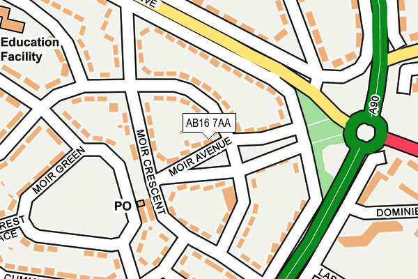 AB16 7AA map - OS OpenMap – Local (Ordnance Survey)