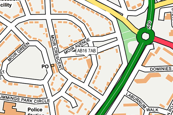 AB16 7AB map - OS OpenMap – Local (Ordnance Survey)