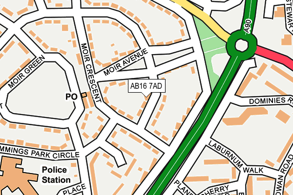 AB16 7AD map - OS OpenMap – Local (Ordnance Survey)